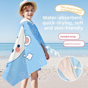 Stock Printed Quick-Drying Hooded Double-sided Fleece <strong>Childrens</strong> Bath <strong>Towel</strong> Robe for Older <strong>Children</strong> Wearable <strong>Swimming</strong> Design - Product Image 1