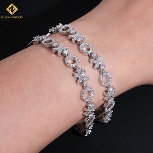 Shine Hio Hop Jewelry XO <b>Silver</b> <b>Bracelet</b> Moissnaite Diamond <b>Solid</b> 925 <b>Silver</b> Moissanite DVVS <b>Bracelet</b> GRA Certificate - Product Image 4
