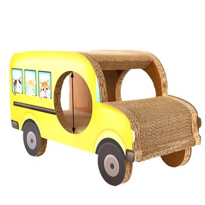 Large Corrugated Cardboard <b>Cat</b> Scratching Post School Bus <b>Cat</b> <b>Bed</b> With Cartoon Pattern 60x26.5x34cm Single Level <b>Cat</b> <b>Tree</b> - Product Image 5