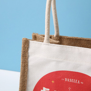 <span class=keywords><strong>Sac</strong></span> fourre-tout en toile de coton personnalisé, sacs en <span class=keywords><strong>jute</strong></span> avec logo pour emballages cadeaux de fête de Noël - Product Image 5
