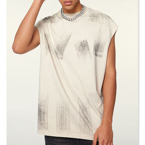 Camiseta sin Mangas de Alta Calidad para Hombre, Estilo Vintage, Gruesa, Personalizada con Logotipo Impreso, Lavado Ácido, Algodón, Unisex - Product Image 3