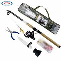 Ensemble canne à pêche durable CTO OEM 2,4 m avec moulinet CTR4000 et pack d'accessoires de pêche à la mouche pour débutant