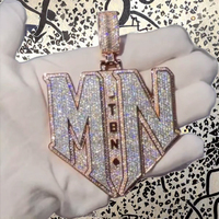 Pendentif personnalisé en lettres capitales, moissanite taille baguette, argent sterling 925 plaqué or, certifié par un tiers, pendentif hip-hop pour homme