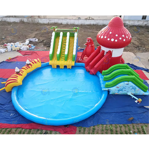 <span class=keywords><strong>Parc</strong></span> aquatique gonflable avec toboggans, pays <span class=keywords><strong>des</strong></span> <span class=keywords><strong>merveilles</strong></span> aquatiques avec champignon rouge en pièce maîtresse pour les événements de forêt magique - Product Image 2