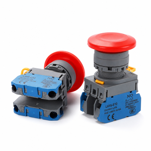 Interrupteur à bouton champignon avec voyant LAY6M-10D, bouton-poussoir métallique, interrupteur à bouton auto-bloquant, bouton d'arrêt d'urgence - Product Image 1