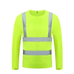 Company Staff Work Wear Road Construction Long Sleeve Reflective Fluorescence Green Orange Hi Vis Shirts