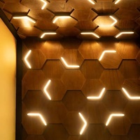 Mode Simple fond mur gypse panneaux muraux décoratifs caoutchouc bois journal mosaïque hexagonal bois dur son diffuseur panneau