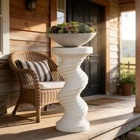 Alas Tanaman Resin Spiral Putih - Desain Melengkung yang Ramping, Alas Kontemporer untuk Pot & Dekorasi (Cocok untuk Gaya Halaman Modern)