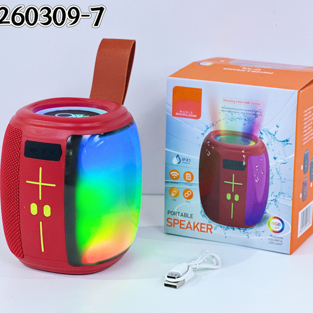 Portable Bluetooth Speaker with RGB Colorful LED Lights, Mini Wireless Stereo Speaker, IPX1 Waterproof Outdoor Speaker