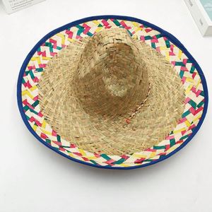 Sombrero de Paja Tejido a Mano Estilo Mexicano al por Mayor, Sombrero de Sol Personalizado de Fibra de Bambú Natural, Suministros para Fiesta, Carnaval, Fotomatón, Ala Flexible - Product Image 5