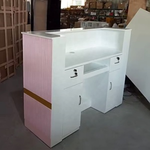 Belleza contra muebles de salón bar de lujo de la venta al por menor tienda <span class=keywords><strong>boutique</strong></span> redondo de madera Oficina frente <span class=keywords><strong>spa</strong></span> de mostrador de recepción negro - Product Image 4