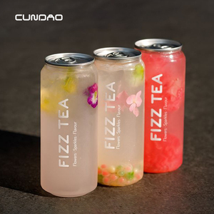 Cundao - Latas de PET Desechables Personalizadas con Tapa de Aluminio para Postres, Refrescos, Té de Burbujas, 330 ml, 500 ml, Latas y Botellas de Plástico Transparente con Anillo de Apertura - Product Image 1