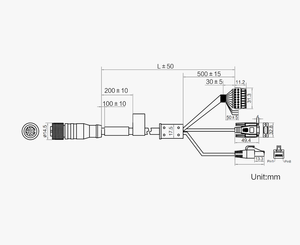 Câble de connexion pour vision industrielle Hikrobot MV-IDA-PE - M12-17Pin/RJ45-DB9 - 10M - Product Image 1