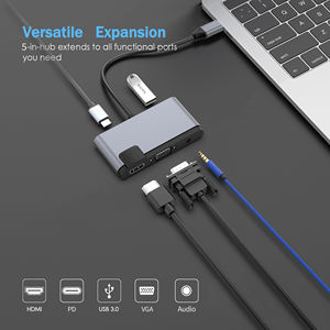 Tipo da C a USB3.0 + HDMI + VGA + Audio + USB-C PD RJ 45 + SD + TF 6 adattatore porta 5-in-1 USB 3.0 C Hub Docking Station - Product Image 3
