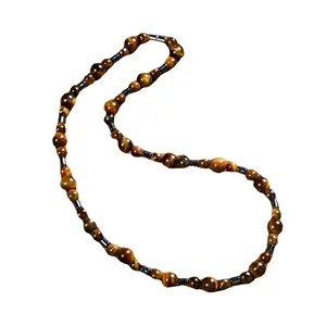 New Stainless Steel Quatrz Amber Jade Buddha Natural Stone Knotted Men Jewelry Necklace