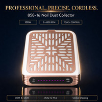Collecteur de poussière d'ongles rechargeable 100W avec écran tactile, vitesse réglable 0-4500 tr/min, couvercle magnétique en acier inoxydable, filtre amovible pour salon