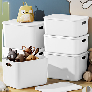 Stackable Trắng nhựa lưu trữ Thùng với nắp đậy tổ chức Kệ giỏ cho phòng đựng thức ăn Máy tính để bàn tủ đông ngăn kéo cho hộp lưu trữ Thùng - Product Image 5