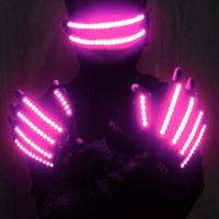 Gants lumineux LED DAMAI, gants lumineux pour rave, mitaines lumineuses clignotantes, tissu lumineux noir, fête, Halloween