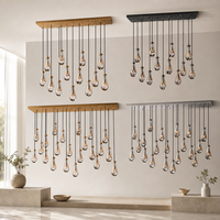 Lustre suspendu moderne en verre en forme de goutte d'eau, finition laiton, pour projets de hall d'hôtel et de salle à manger