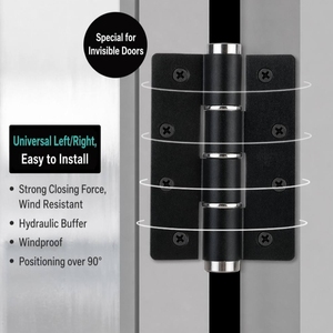 Charnière de porte à fermeture amortie hydraulique 4 pouces type E en alliage d'aluminium, capacité 40 kg, silencieuse, noir mat, avec amortisseur pour porte en bois d'hôtel - Product Image 3