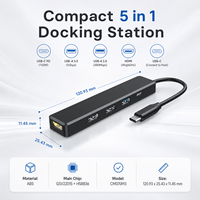 Station d'accueil USB-C 5 en 1, hub de charge HDMI 4K*60Hz et PD 100W avec ports USB 3.0/2.0, adaptateur multiport pour ordinateur portable PC