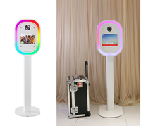 Offre Spéciale : Photobooth Ovale en Aluminium Léger (14 kg) avec Éclairage LED RGB Contrôlable par APP, Base Élargie et Stable, Photobooth Portable pour Mariages