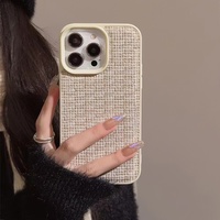 Étui de téléphone portable haut de gamme en TPU tressé, écologique, antichoc, couleur contrastée, pour 11-15promax, automne et hiver