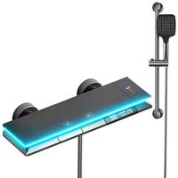 Ensemble de douche numérique à affichage LED noir, mitigeur chaud/froid, douchette murale, vente en gros directe usine, OEM ODM
