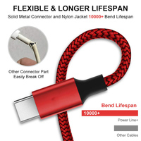 Cable USB C trenzado de nailon personalizable directo de fábrica Cable cargador USB tipo C de carga rápida 3A para Android 1m de longitud