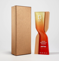 Trophée en cristal personnalisé, plaque d'honneur créative en bois massif haut de gamme, coupe de récompense dorée, trophée en cristal pour reconnaissance d'entreprise