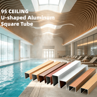 Plafond en alliage d'aluminium à travées larges, à profil en U, ignifuge, avec revêtement PVDF à effet bois, pour couloirs, halls, aéroports, stations de métro