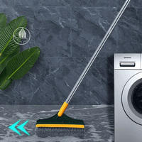 Brosse de nettoyage 2 en 1 en microfibre réglable en forme de V avec manche long pour raclette de sol de cuisine et de salle de bain