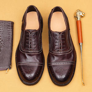 Zapatos Formales de Hombre de Diseño de Lujo, Hechos a Mano con Diseño Brogue, Suelas Gruesas y Cómodas, Cuero Genuino, Cierre con Cordones - Product Image 1