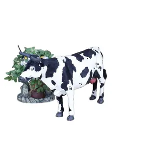 Synthetic Fur Covered Plastic Real Looking Cow Toy For Sale