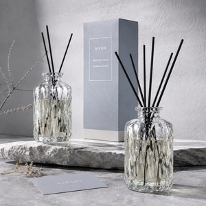 Aikun Textured Round Glass Reed <b>Diffuser</b> Set For Home Office Hotel Gift Box Wholesale Aromatherapy <b>With</b> Black Rattan <b>Sticks</b> - Product Image 2