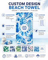 Quick-Dry Lightweight Oversized Microfiber Beach Towel with Sand-Free Floral Digital Print