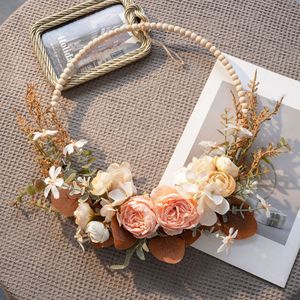 Corona de Flores Artificiales CallaFloral, Estilo Peonía, Espuma Plástica y Tela, Decoración Interior para Bodas, Decoración Colgante de Pared o Techo - Product Image 1