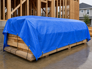 Bâche en polypropylène tissé bleue, enduite de PE, 800 g/m², imperméable, pour usage industriel extérieur, largeur 120 pouces, style uni - Product Image 5