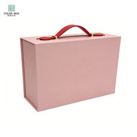 Boîte cadeau en carton recyclable vert, finition gaufrée, poignée pliable, doublure en éponge, pour cadeaux d'entreprise pour les fêtes
