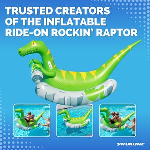 Flotador de Piscina Inflable de PVC Resistente, Tipo Rocker Raptor, con Asas y Laterales Reforzados para Niños - Product Image 5