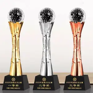 Gold Silver Bronze Resin Globe Ball Event Crystal Trophy Award MH-NJ0339