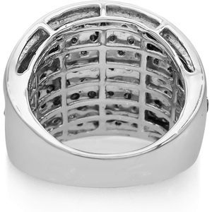 Round Cut Color Enhanced Blue Diamond <b>Domed</b> Engagement <b>Ring</b> Sterling Silver Women's 3.80 Cttw - Product Image 3