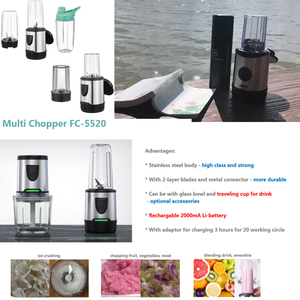 Procesador de Alimentos Inalámbrico Recargable por USB, Multifuncional, de 600 ml, con Picadora de Carne - Product Image 3