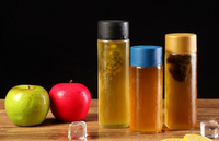 Botol Kaca Voss Bentuk Silinder Transparan dengan Tutup Sekrup untuk Air, Jus, Kopi, Sampel Gratis Aman 200ml 250ml 300ml 350ml 400ml