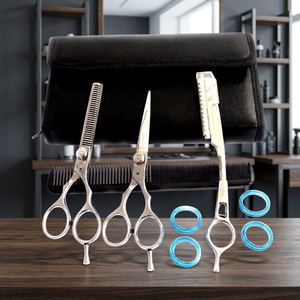 OdontoMed 2011 Juego de Tijeras de Peluquería de Acero Inoxidable con Filo Afilado para Cortar y Entresacar Cabello, Reutilizables y Seguras para Uso en Salón OD-1524 - Product Image 3
