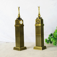 Modèle d'architecture de la tour de l'horloge de la Mecque en métal, Zhejiang, Chine, moulage plaqué or, cadeau créatif pour la maison, monument touristique, souvenir