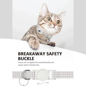 Collier AirTag pour chats, chiens, collier réfléchissant avec porte-étiquette et cloche, collier réglable pour chaton, pour petits animaux. - Product Image 2