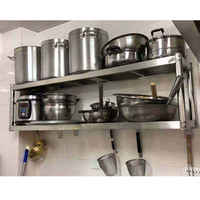 Support mural de cuisine commerciale support de rangement de vaisselle à 2 niveaux en acier inoxydable pour accessoires de coin de cuisine pour hôtels restaurants