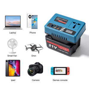 Convertidor Inteligente Recargable de 21V con Batería, Adaptador Portátil de Corriente Continua a Corriente Alterna con USB, Apto para CA 110V/220V - Product Image 2