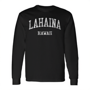 T-shirt a maniche lunghe Lahaina Hawaii in stile atletico vintage - Product Image 3